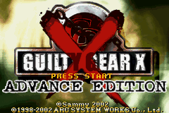 Guilty Gear X Advance Edition title screen for GameBoy Advance